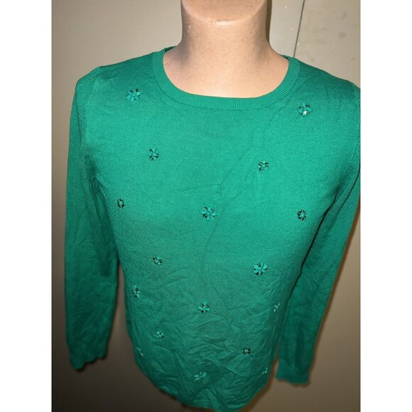 Women's Ruby Rd Green Beaded Long Sleeve Sweater Size Large - Picture 6 of 11